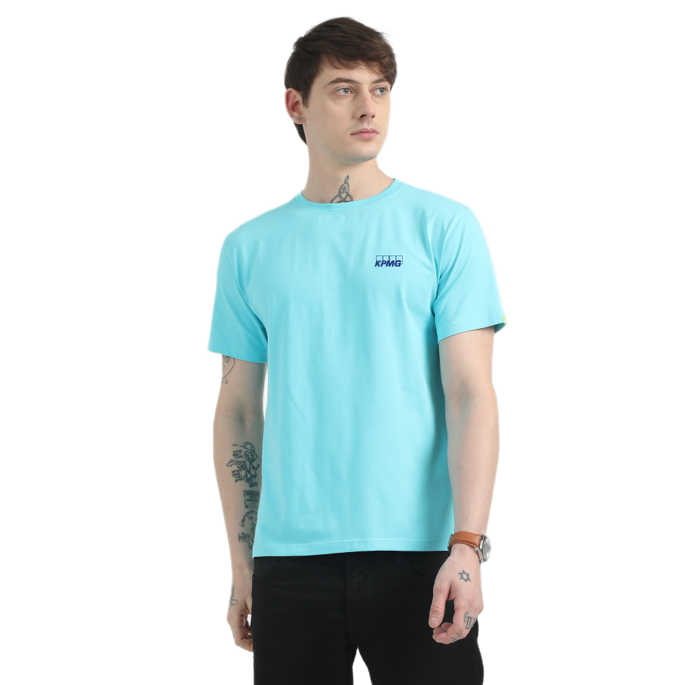 Caslay Sustainable Organic Crew Neck T-Shirt -Curracao Blue