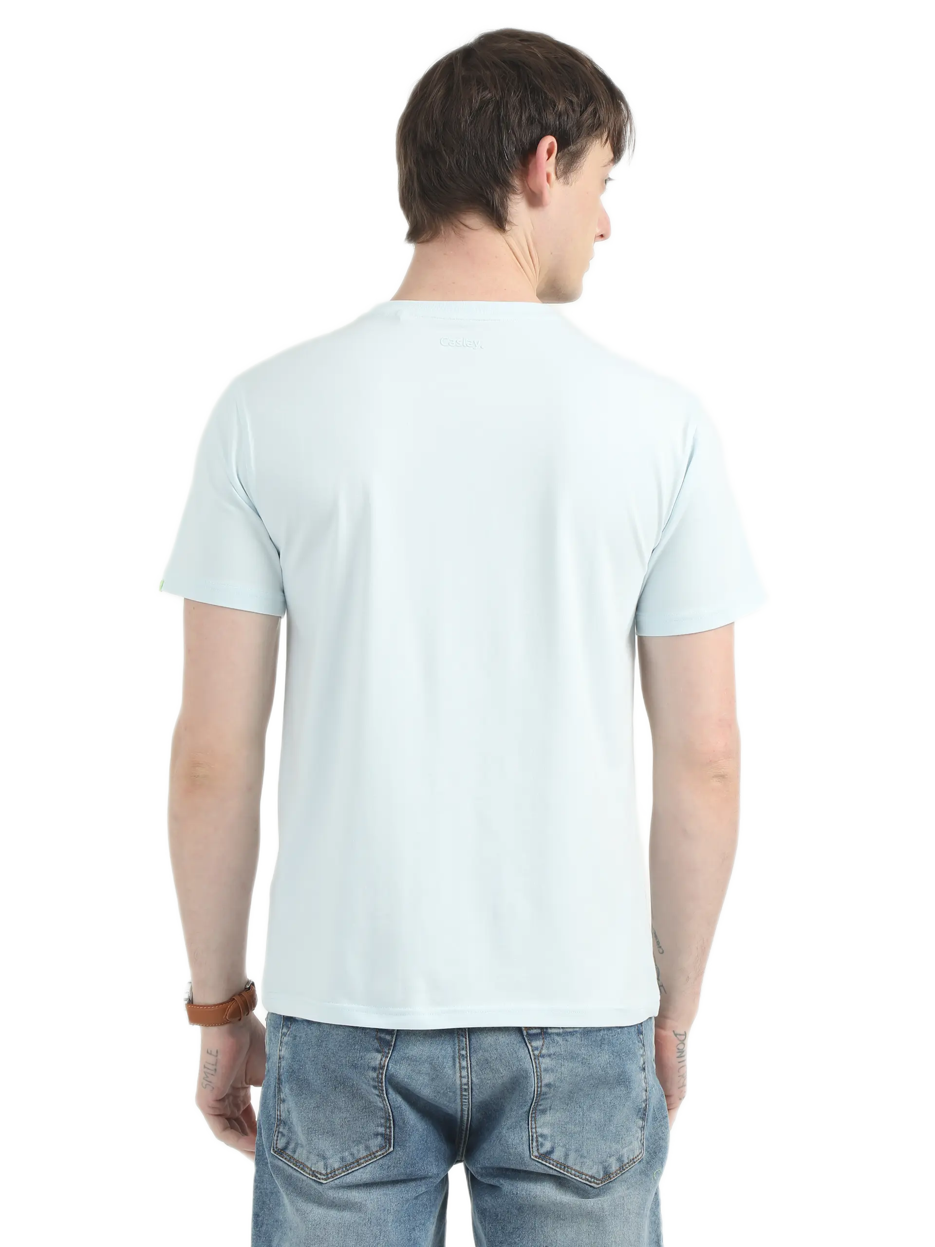 Caslay Sustainable Organic Crew Neck T-Shirt -Ice Water - Image 2