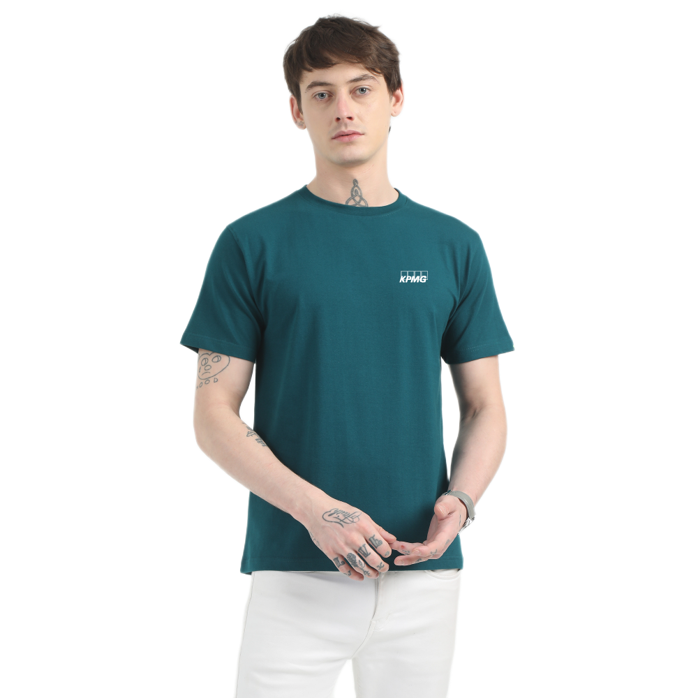 Caslay Sustainable Organic Crew Neck T-Shirt -Petrol Blue