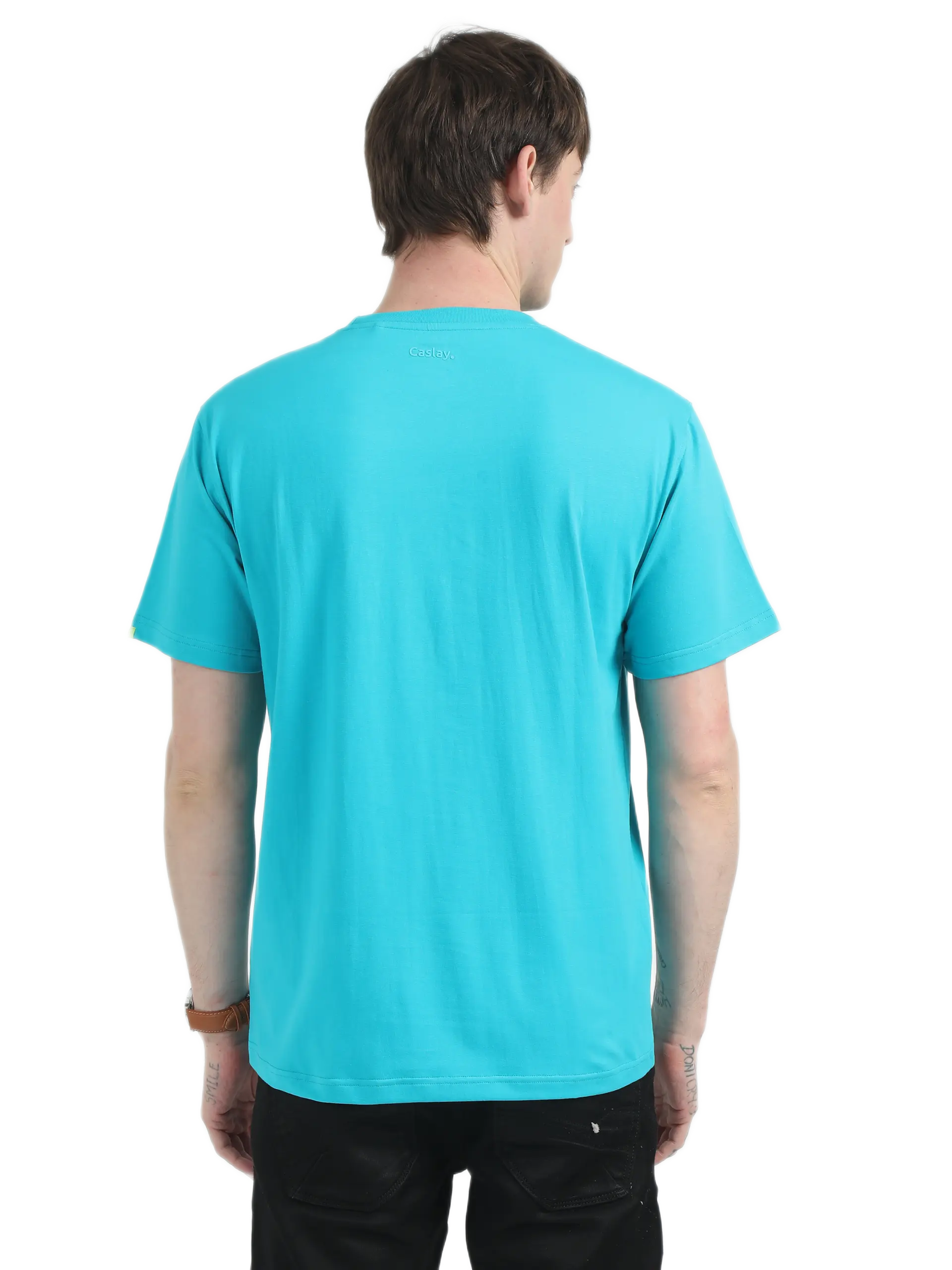 Caslay Sustainable Organic Crew Neck T-Shirt -Teal - Image 2
