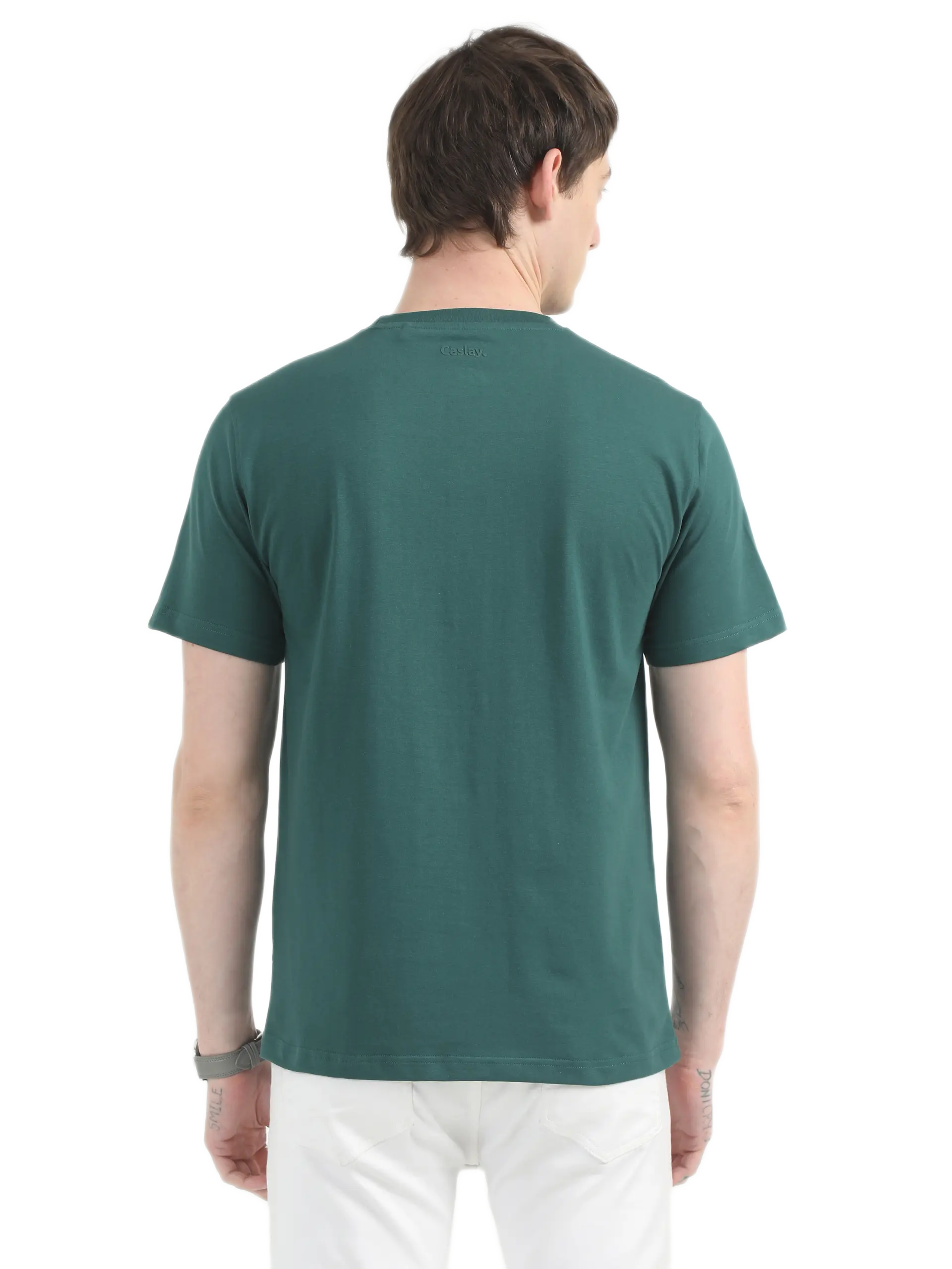 Caslay Sustainable Organic Crew Neck T-Shirt -Forest Green - Image 2