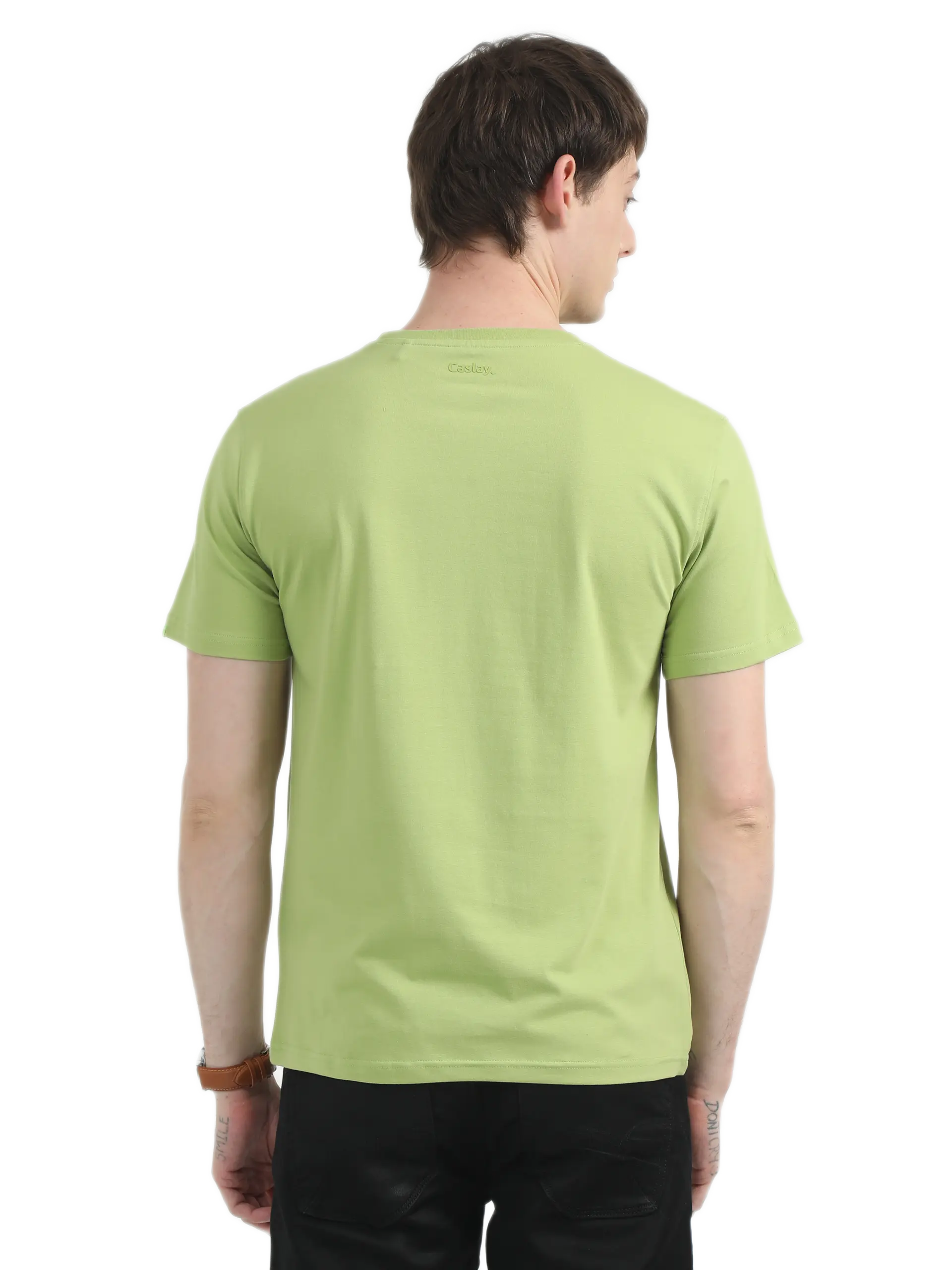 Caslay Sustainable Organic Crew Neck T-Shirt -Olive Green - Image 2