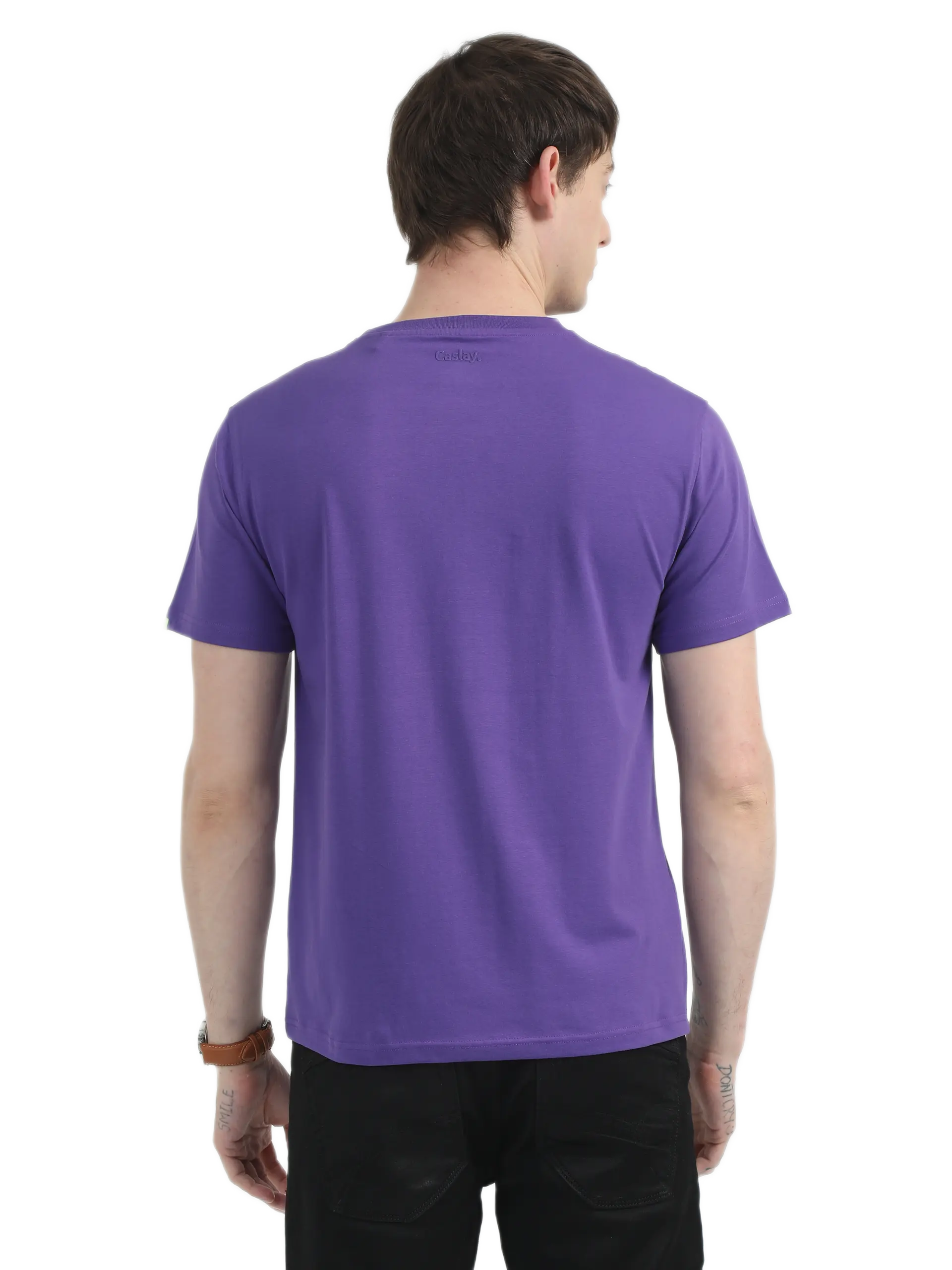 Caslay Sustainable Organic Crew Neck T-Shirt -Prism Violet - Image 2