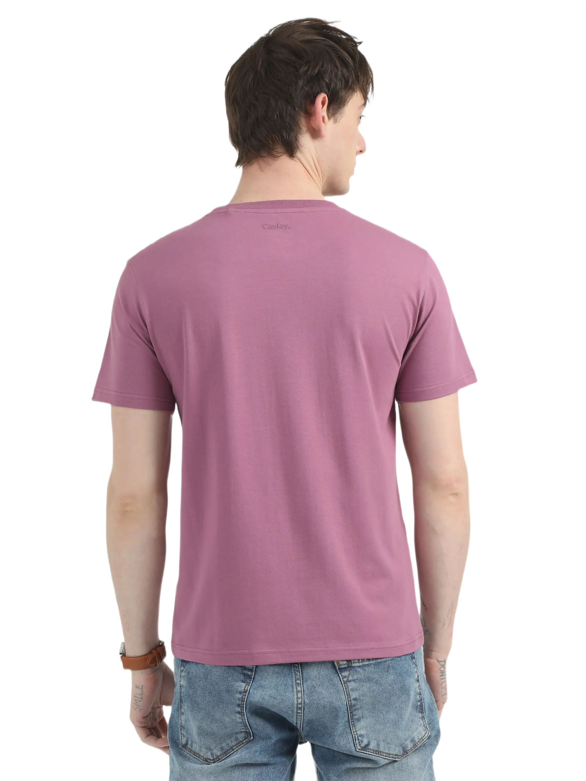 Caslay Sustainable Organic Crew Neck T-Shirt -Purple - Image 2
