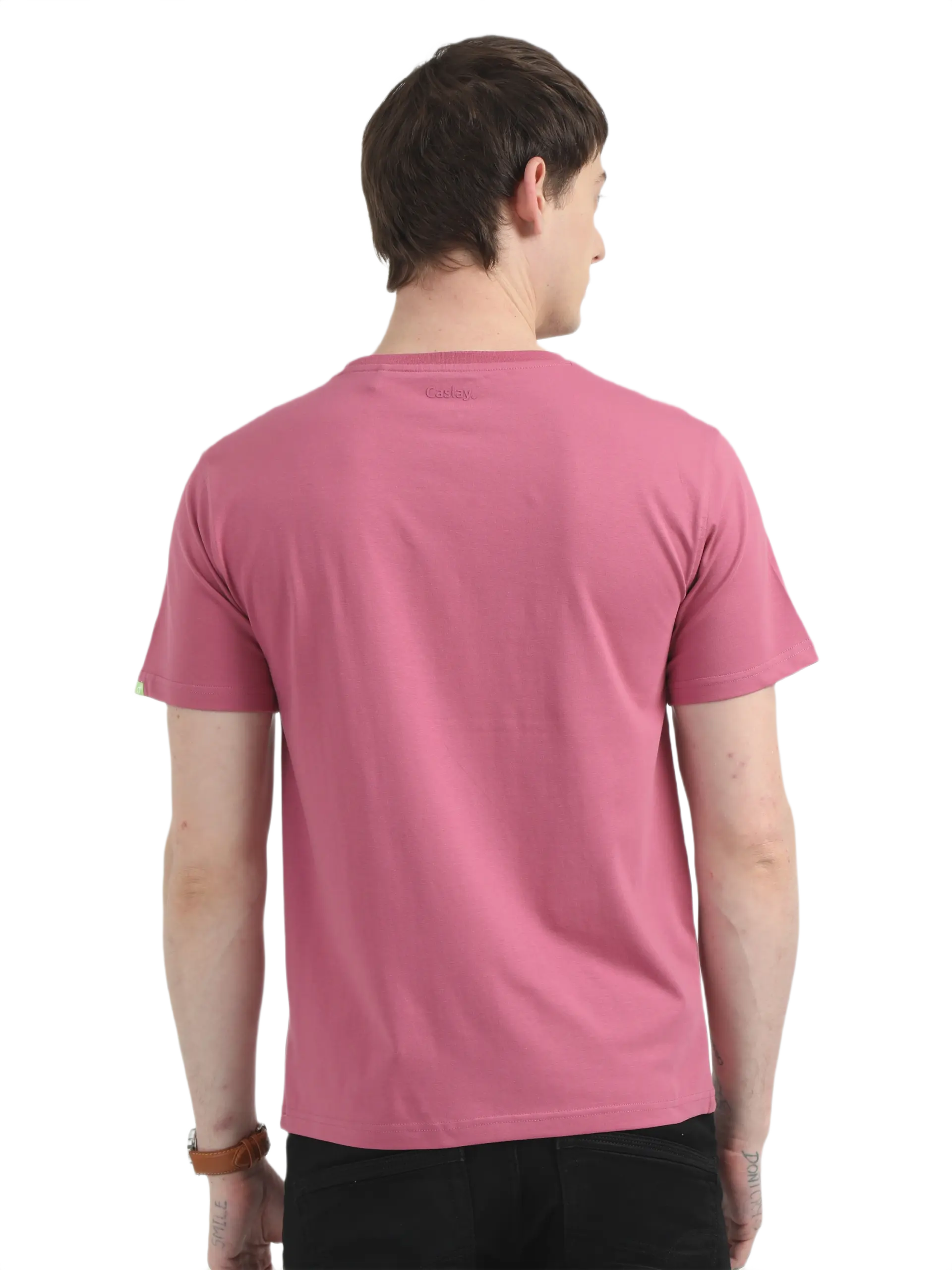 Caslay Sustainable Organic Crew Neck T-Shirt -Red Violet - Image 2