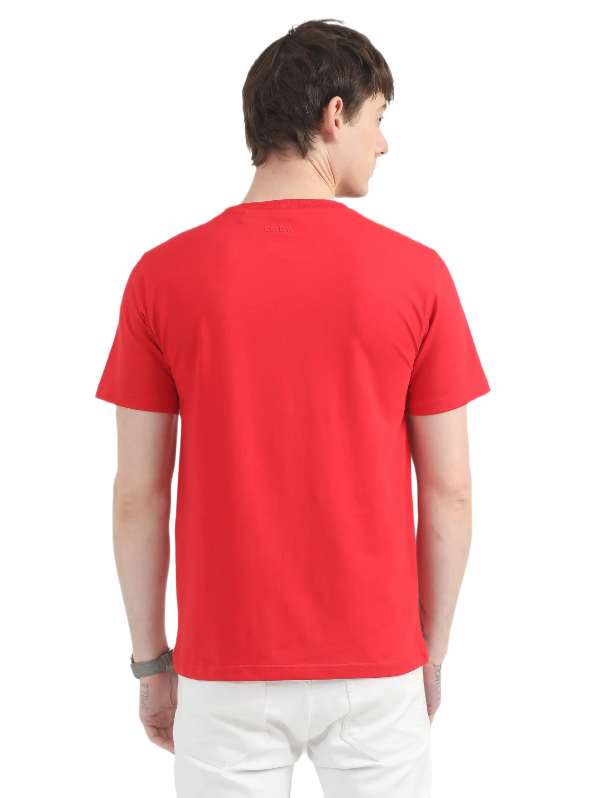 Caslay Sustainable Organic Crew Neck T-Shirt -Red - Image 2