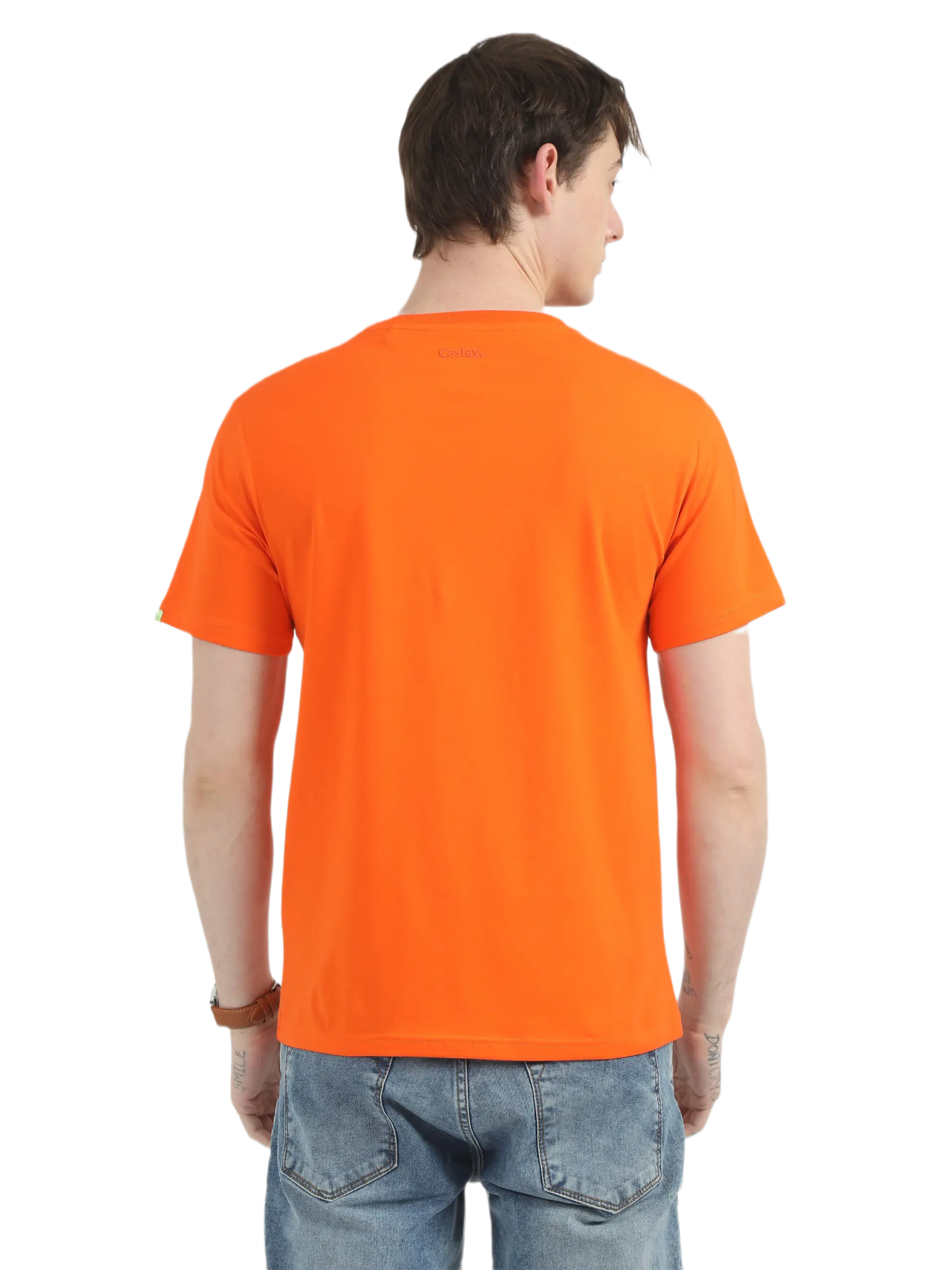 Caslay Sustainable Organic Crew Neck T-Shirt -Orange - Image 2