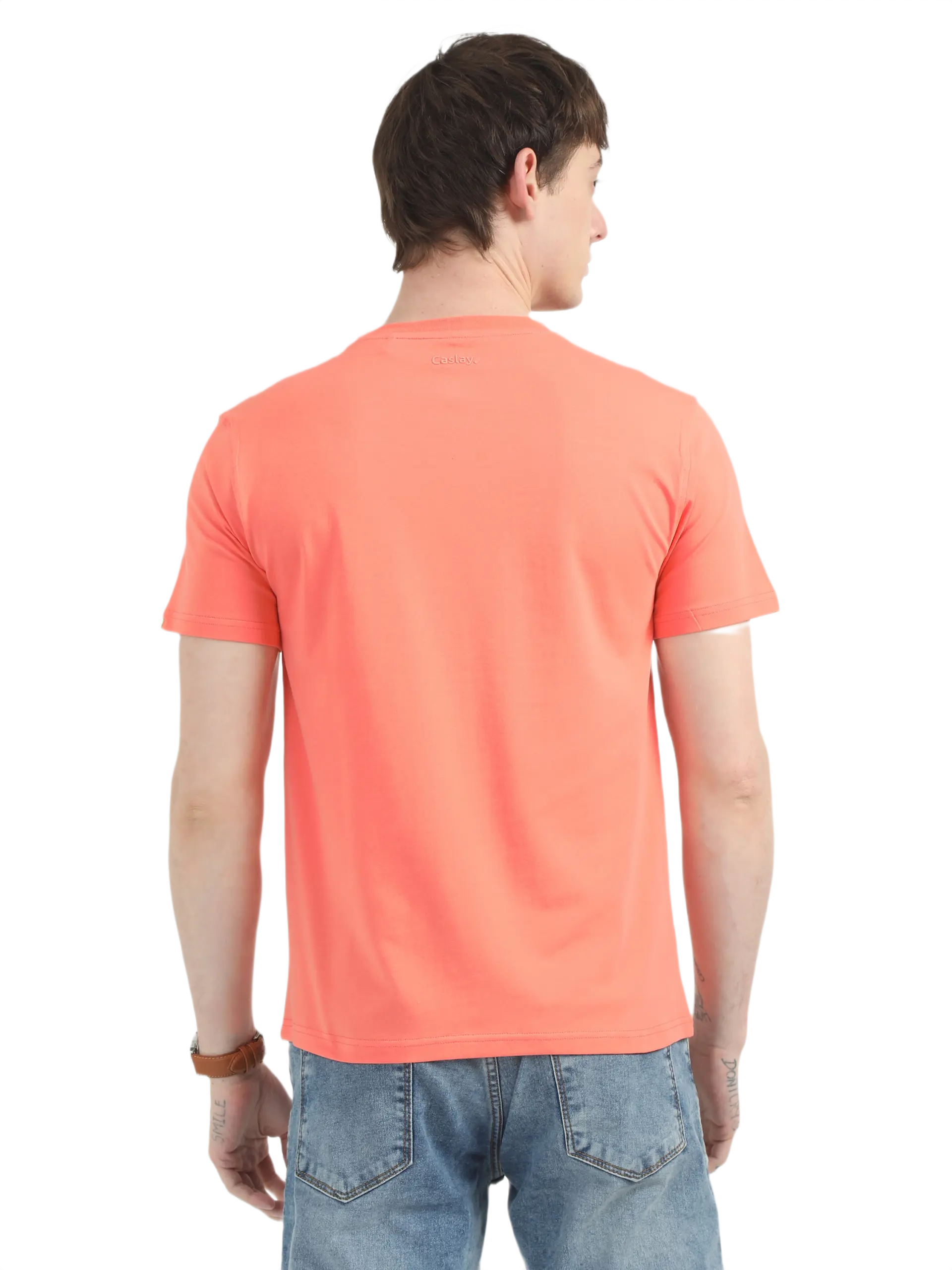 Caslay Sustainable Organic Crew Neck T-Shirt -Corel - Image 2