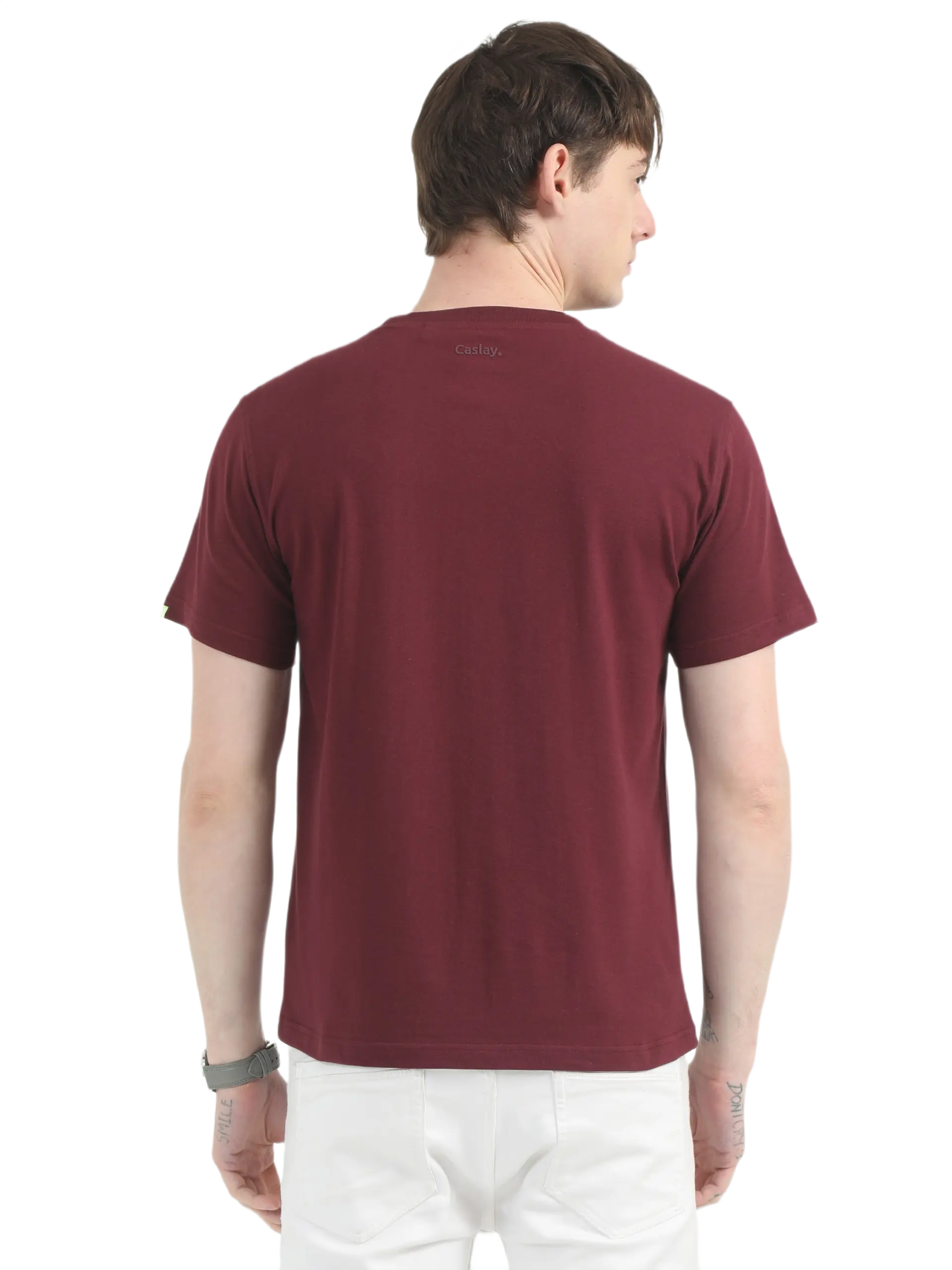 Caslay Sustainable Organic Crew Neck T-Shirt -Maroon - Image 2