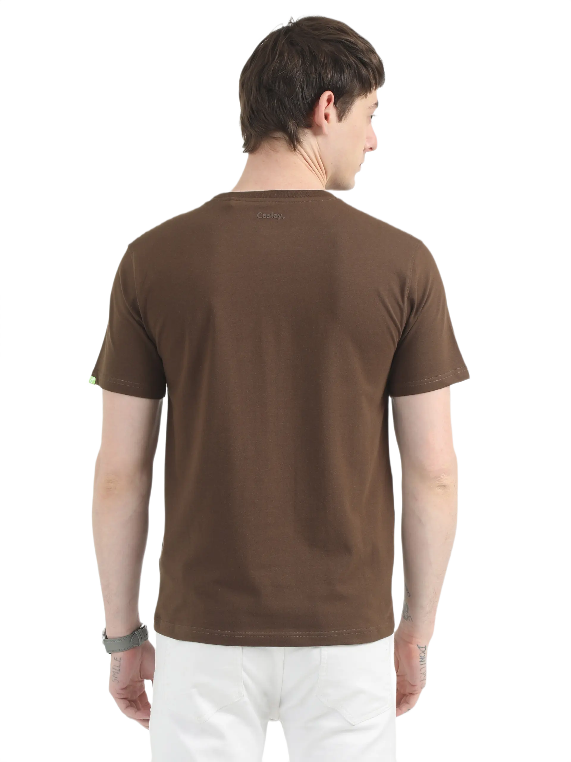 Caslay Sustainable Organic Crew Neck T-Shirt -Chocolate - Image 2