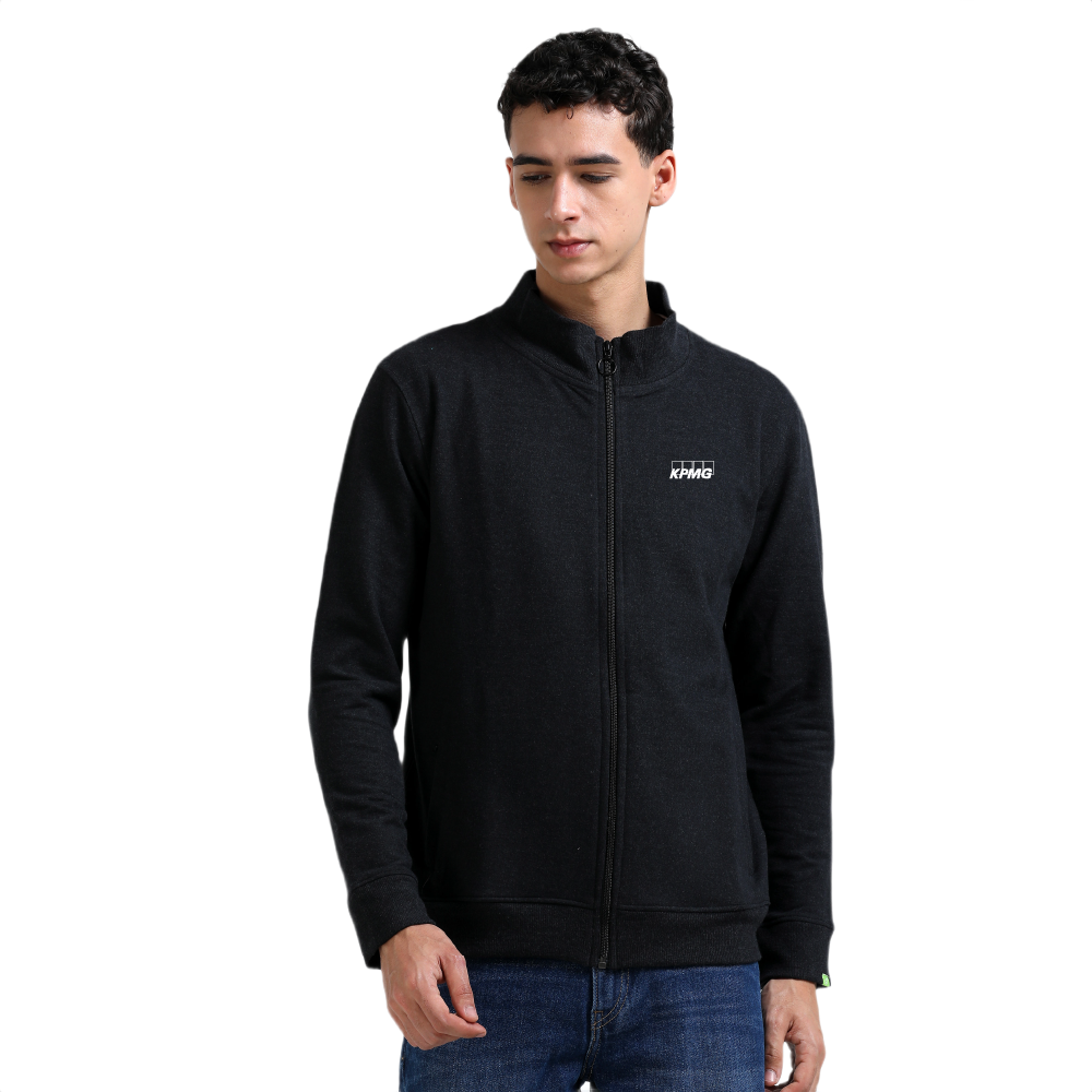 Caslay Sustainable High Neck Jacket-Charcoal Melange