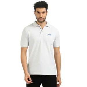 Caslay Sustainable Polo Neck T-Shirt -White Melange