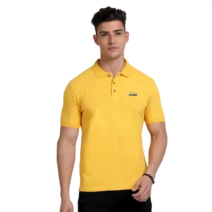 Caslay Sustainable Polo Neck T-Shirt -Mustard