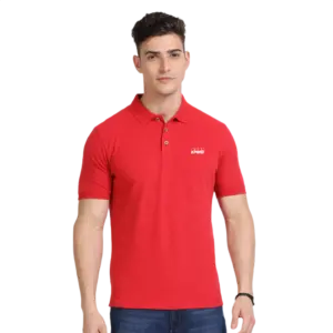 Caslay Sustainable Polo Neck T-Shirt -Red