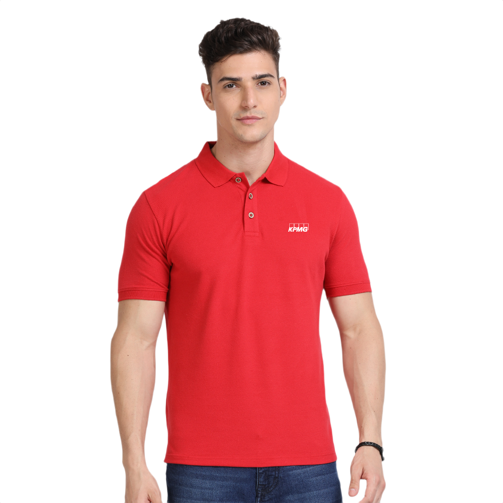 Caslay Sustainable Polo Neck T-Shirt -Red
