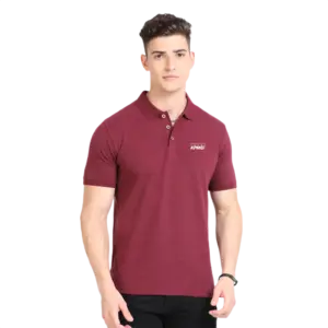 Caslay Sustainable Polo Neck T-Shirt -Maroon