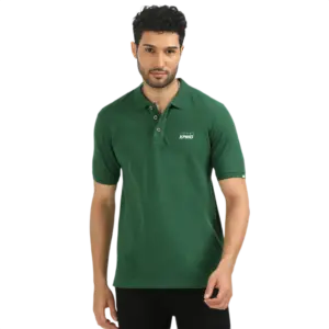 Caslay Sustainable Polo Neck T-Shirt -Forest Green