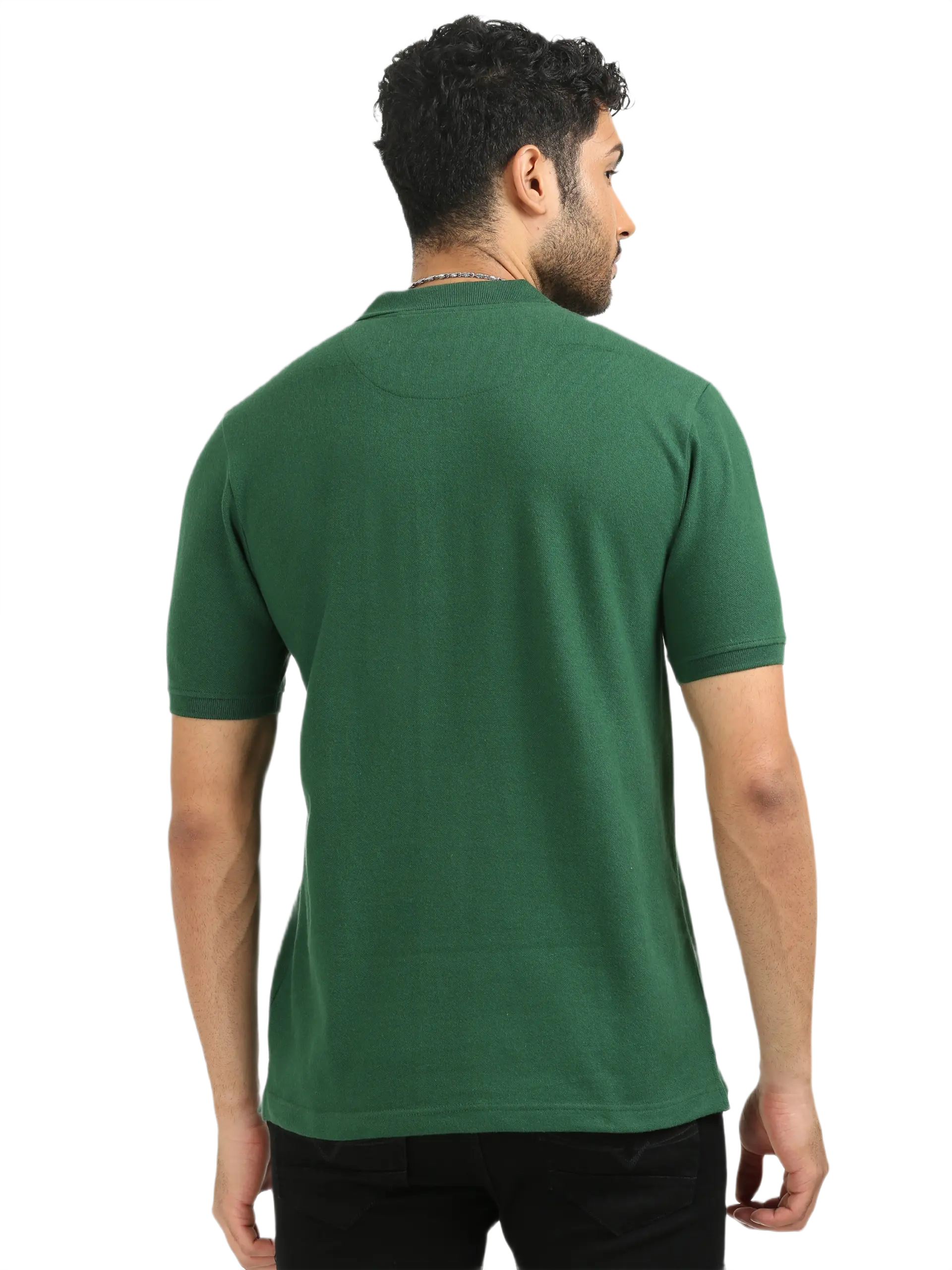 Caslay Sustainable Polo Neck T-Shirt -Forest Green - Image 2