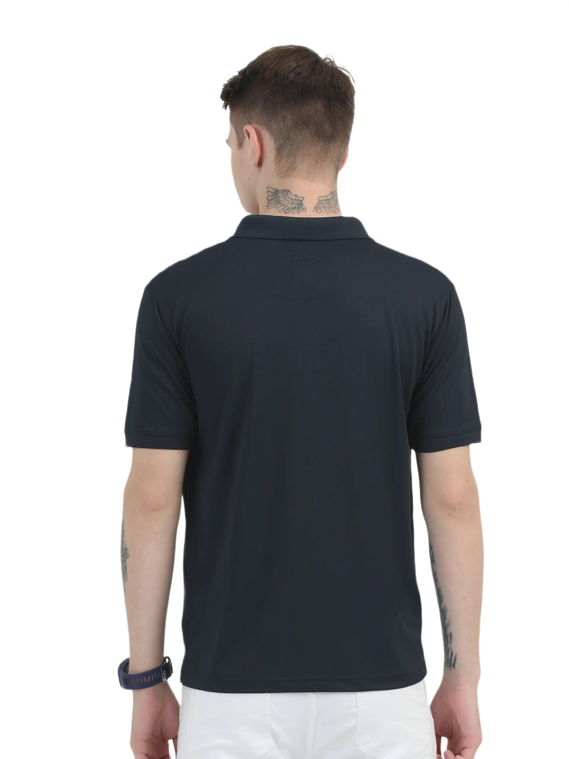 Caslay Sustainable Organic Quick Dry Polo T-Shirt -Elephant Grey - Image 2