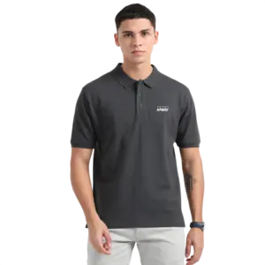 Caslay Sustainable Organic Polo Neck T-Shirt -Carbon Grey