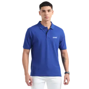 Caslay Sustainable Organic Polo Neck T-Shirt -Royal Blue