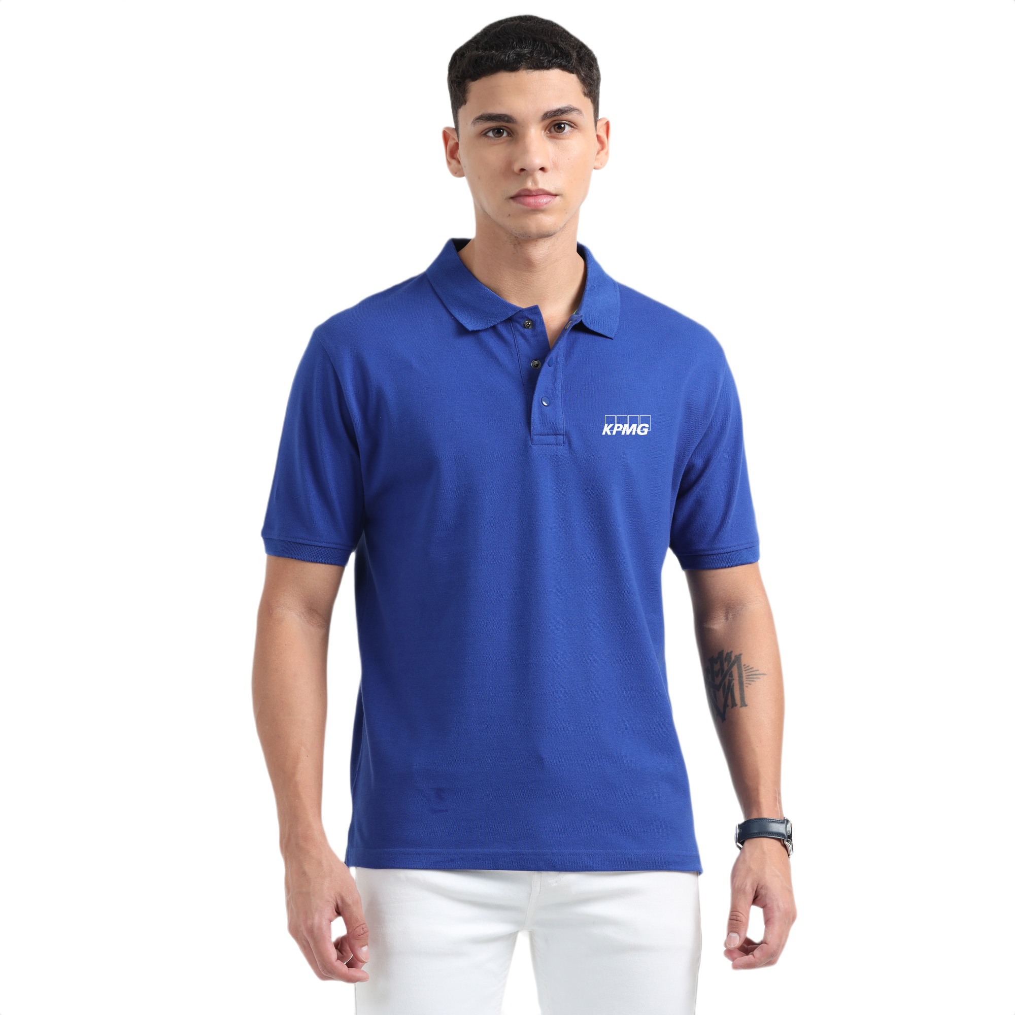 Caslay Sustainable Organic Polo Neck T-Shirt -Royal Blue