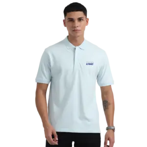 Caslay Sustainable Organic Polo Neck T-Shirt -Ice Water