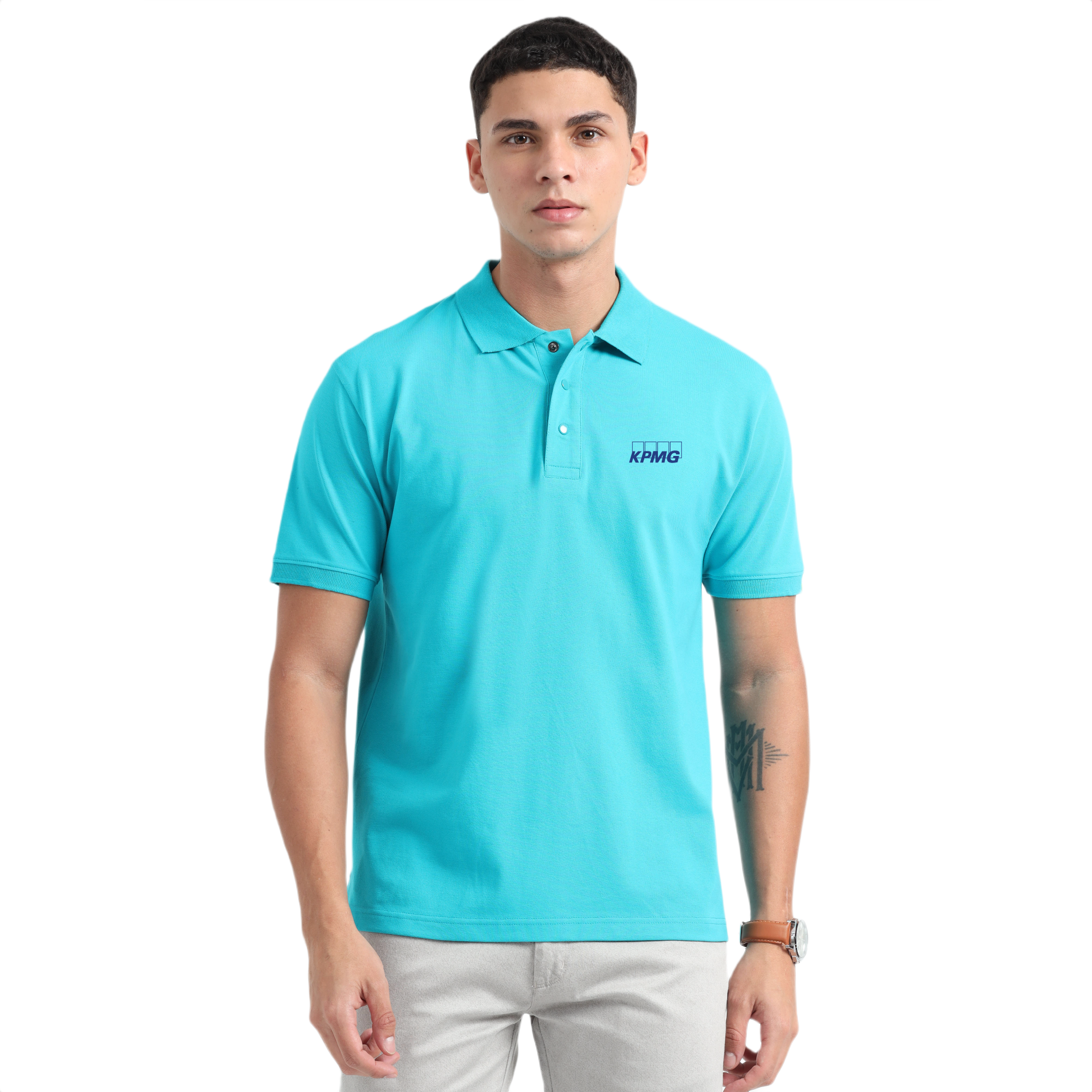 Caslay Sustainable Organic Polo Neck T-Shirt -Teal