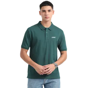Caslay Sustainable Organic Polo Neck T-Shirt -Forest Green