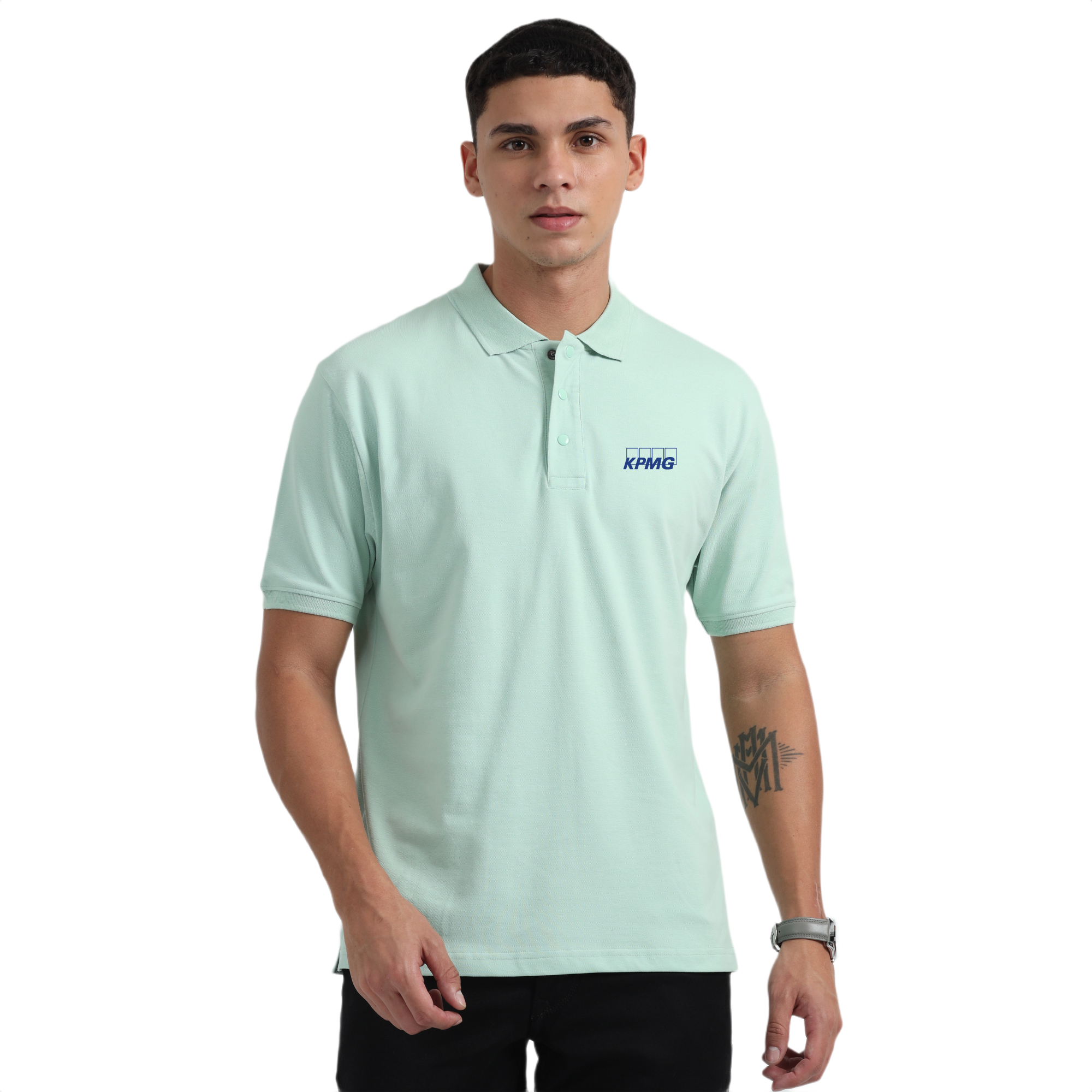 Caslay Sustainable Organic Polo Neck T-Shirt -Jade Green