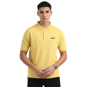 Caslay Sustainable Organic Polo Neck T-Shirt -Mustard
