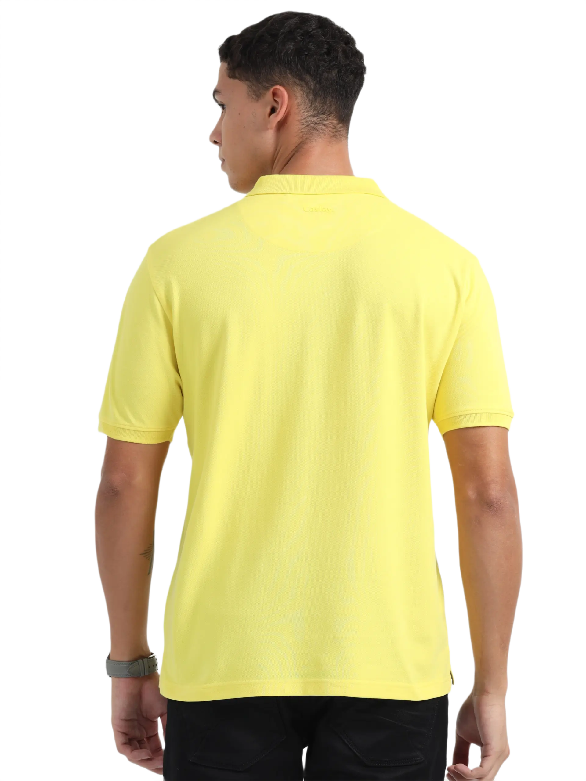 Caslay Sustainable Organic Polo Neck T-Shirt -Illuminating - Image 2