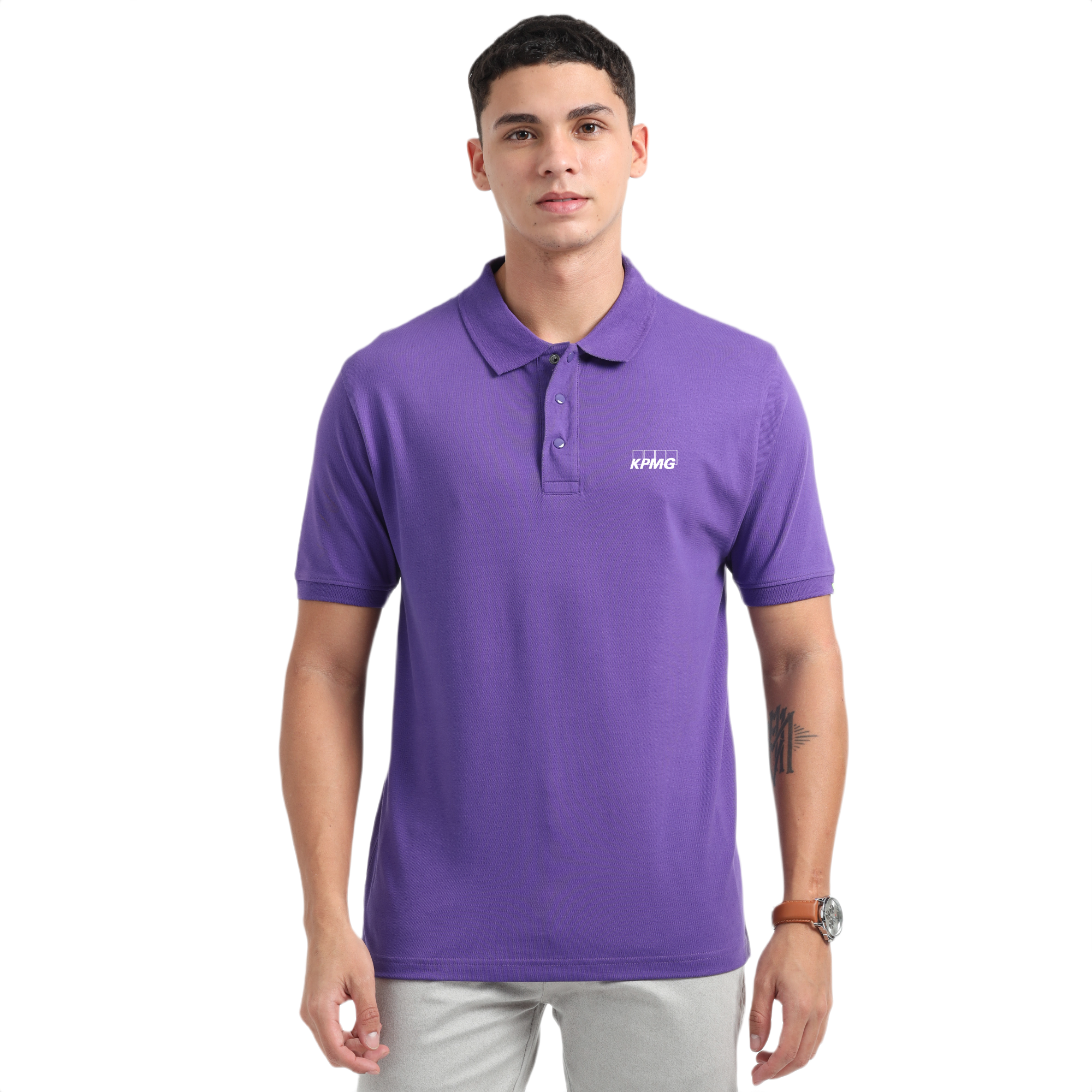 Caslay Sustainable Organic Polo Neck T-Shirt -Prism Violet