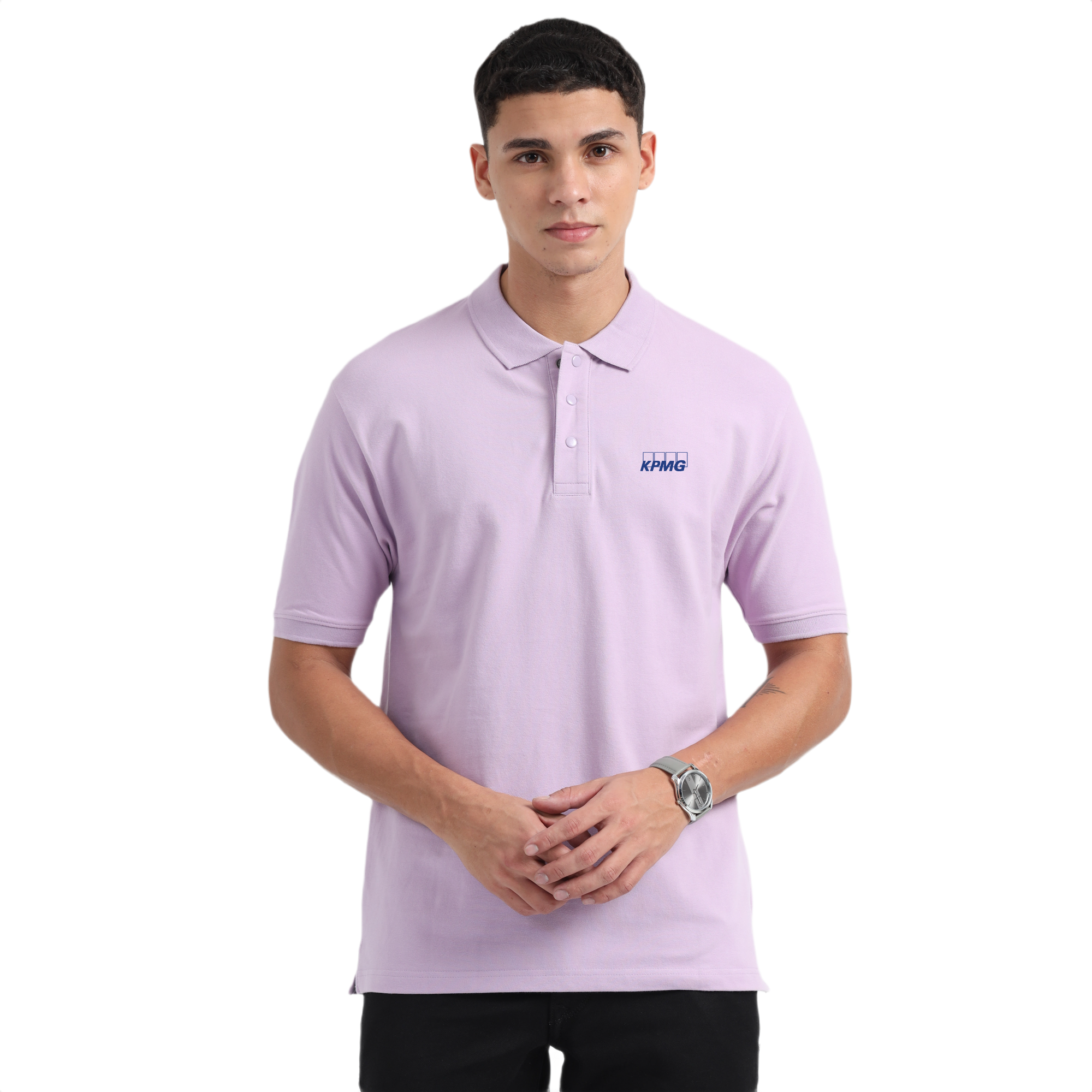 Caslay Sustainable Organic Polo Neck T-Shirt -Lavender