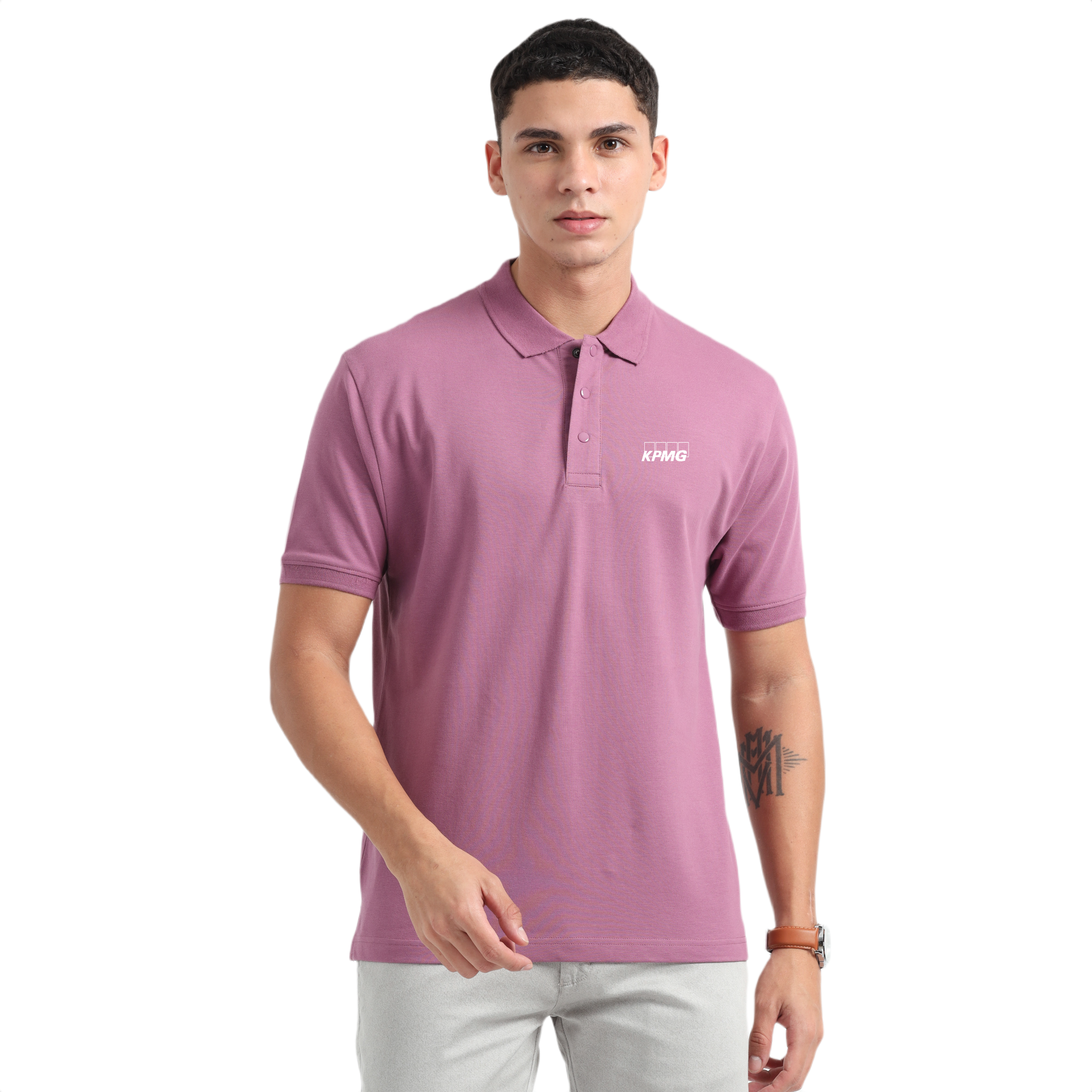 Caslay Sustainable Organic Polo Neck T-Shirt -Purple