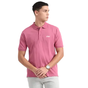 Caslay Sustainable Organic Polo Neck T-Shirt -Red Violet