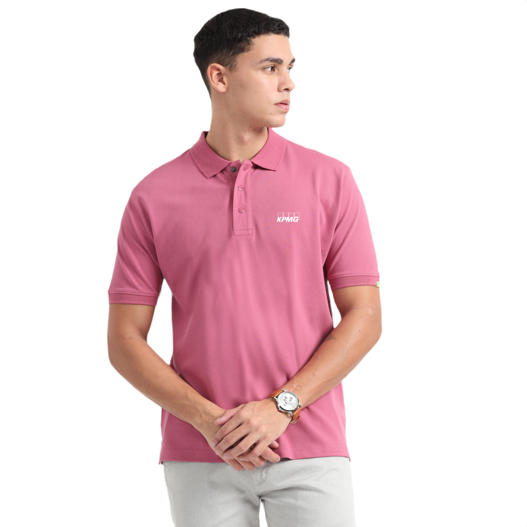 Caslay Sustainable Organic Polo Neck T-Shirt -Red Violet