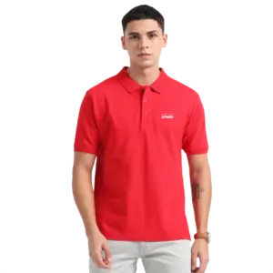 Caslay Sustainable Organic Polo Neck T-Shirt -Red