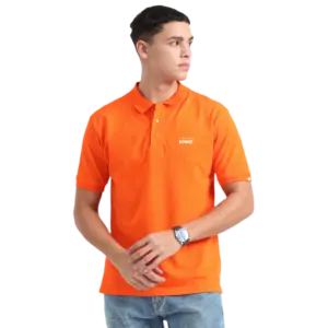 Caslay Sustainable Organic Polo Neck T-Shirt -Orange
