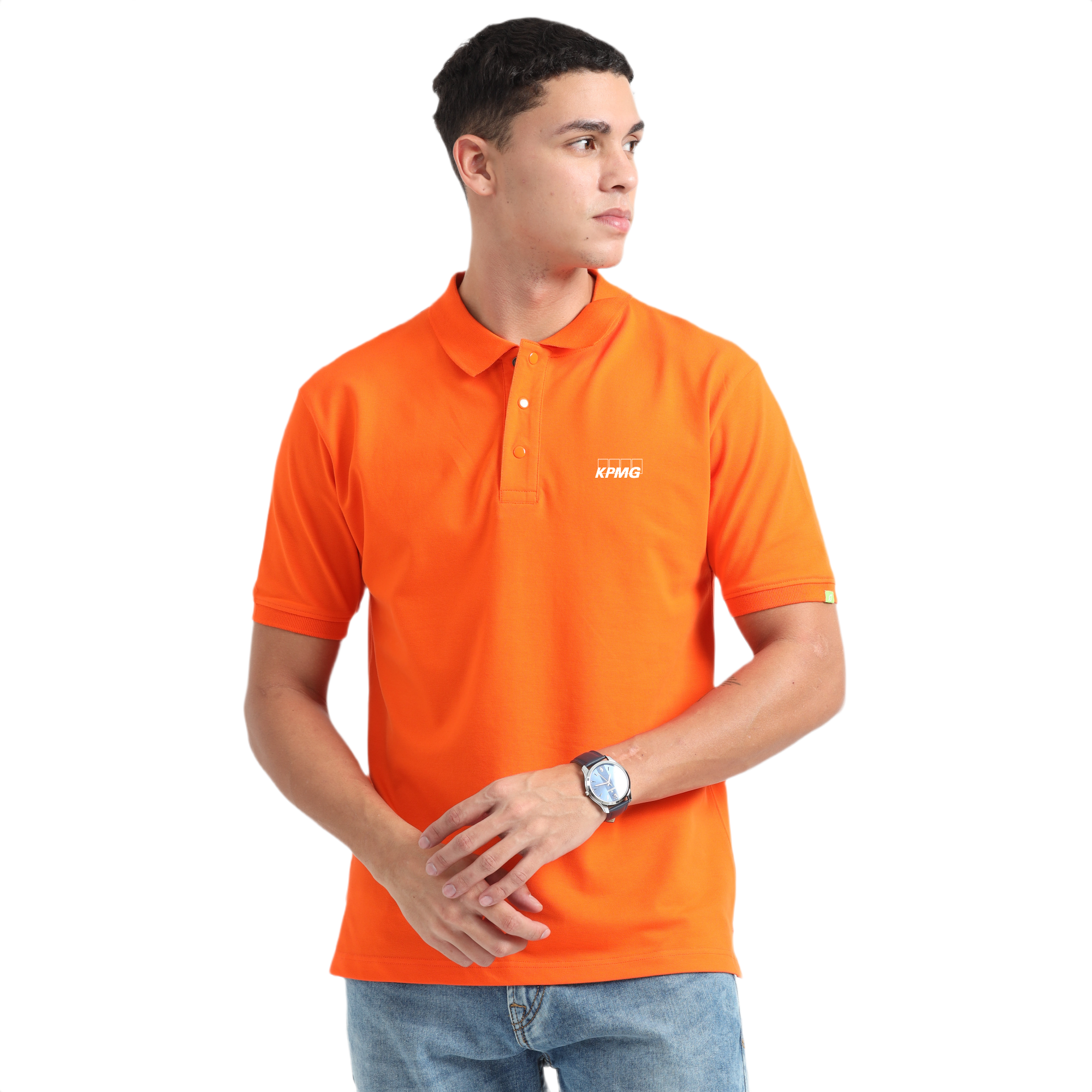 Caslay Sustainable Organic Polo Neck T-Shirt -Orange