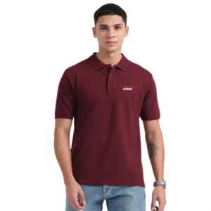 Caslay Sustainable Organic Polo Neck T-Shirt -Maroon