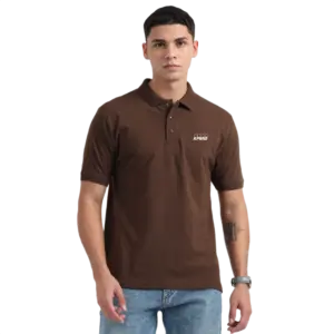 Caslay Sustainable Organic Polo Neck T-Shirt -Chocolate