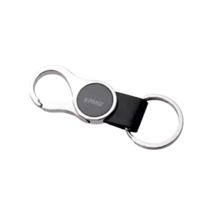 Powerplus Round Hanging Metal Keychain-Black