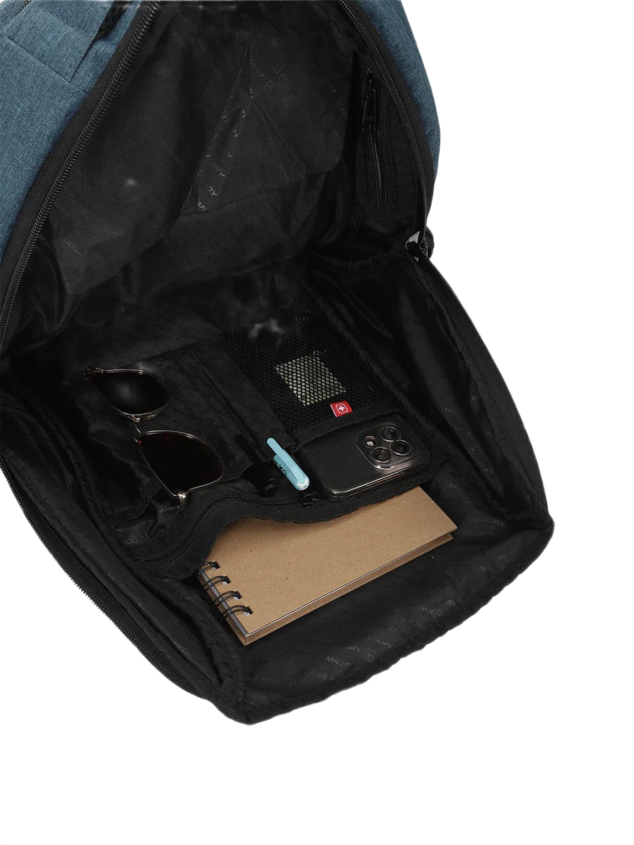 Swiss Military Jackpot Laptop Backpack with Rain Cover-Black/Blue - Image 2