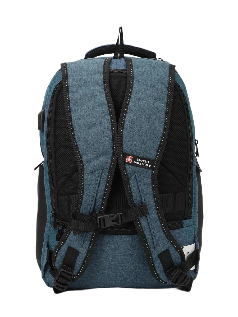 Swiss Military Jackpot Laptop Backpack with Rain Cover-Black/Blue - Image 3