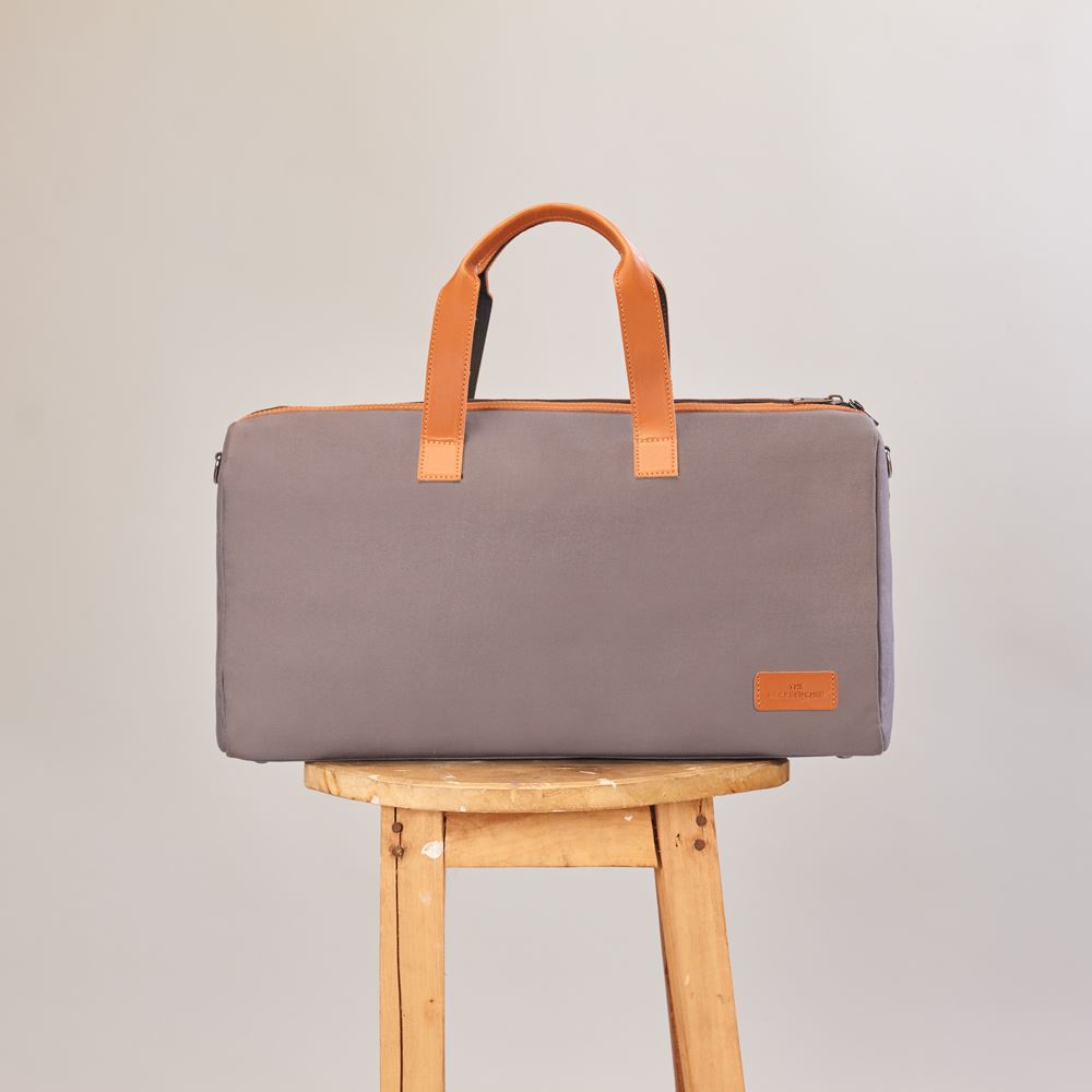 The Backbencher Tokyo Canvas & Vegan Leather Duffle Bag-Grey