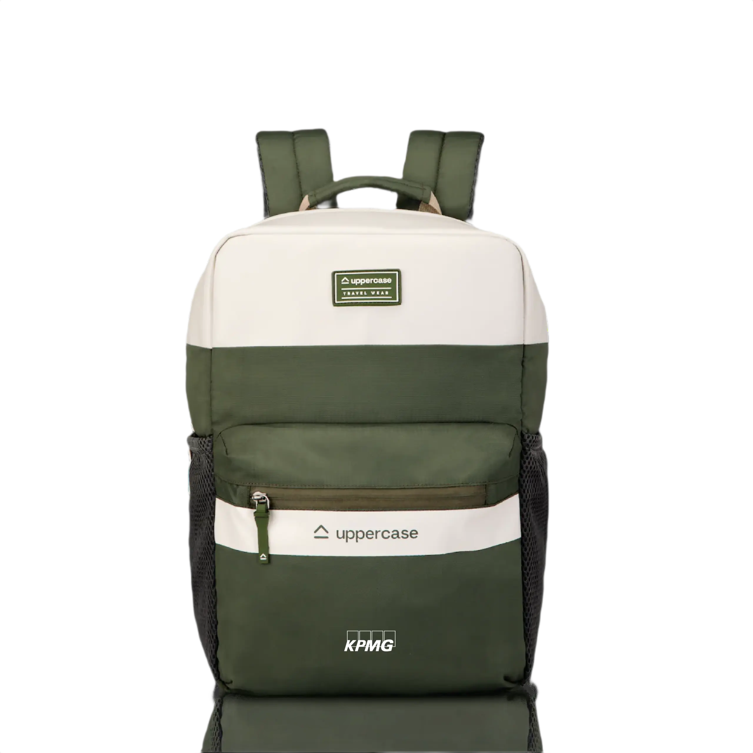 Uppercase Vegan Leather Laptop Backpack-Green