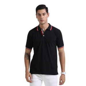 Swiss Military Tipping Polo T-Shirt - Black